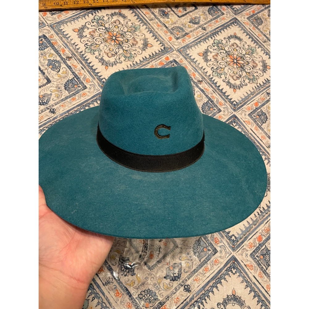 Charlie 1 Horse Highway Teal Felt Western Fedora Hat Size Medium CWHWA-403678